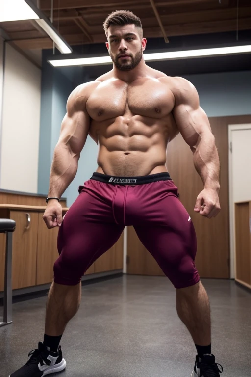 A young man wearing a business suit working in an office break room turning into a gym equivalent lined with surround-sound speakers playing hypnotic subliminals and bodybuilding posters on the walls as he becomes a brainwashed muscular sweating dumb bodybuilder jock bro lifting dumbbells with hyper massive muscles and a swelling bulge in the crotch while his suit and tie transitions to workout gear. Induction buzz cut. Hyper muscle. Massive crotch bulge. Giant biceps. Giant triceps. Giant traps. Broad shoulders. Giant pecs. Strong abs. IQ drain. Dumber jock bro. Bodybuilder. Brainwashing. Hypnotic spirals. Hypnosis. Hypnotized. Suit to tank top and compression shorts. Hyper muscles. Massive muscles. Brain to brawn. Dumber and dumber. Dumb jock stereotype. tranced. Hypnosis. Hypnotized. Mind controlled. Mind control. Brainwashed. Brainwashing. blank stare. "We are big, and we are dumb. Building muscles, minds go numb. Our bodies products on display. We're big dumb jocks. That's what we'll stay. We're big dumb jocks. We'll grow all day. Just big dumb jocks. Lift, grow, obey."