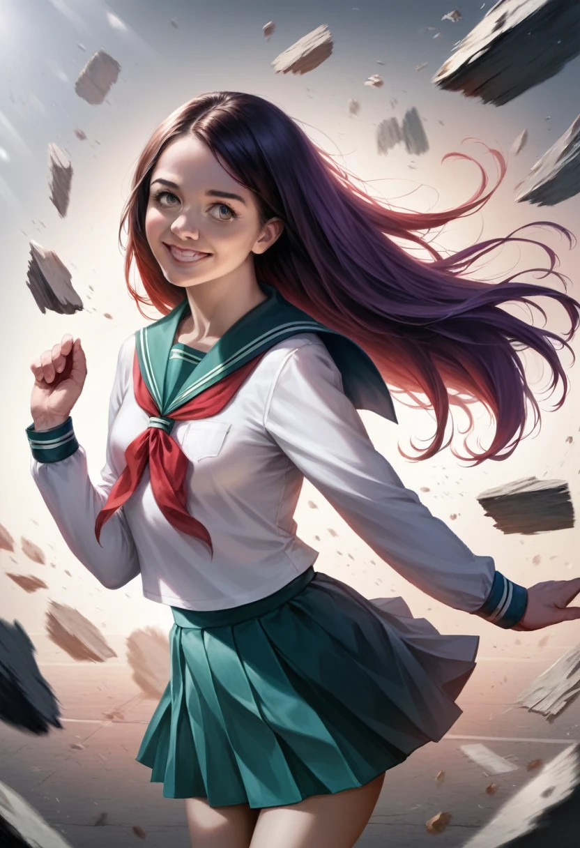 1 girl, (Please wear your high school uniform:1.2), (:1.5), （original　Cai Neihua）, Young Face, Cute face, (RAW Photos, highest quality), (Realistic, Photorealistic:1.4), Flying debris, Sharp focus, Very delicate and beautiful, Very detailed, 2k wallpaper, wonderful, finely, Very detailed CG Unity 8K wallpaper, Very detailed, High resolution, Soft Light, Beautiful detailed girl, Very detailed目と顔, Beautiful and detailed nose, Beautiful and detailed, Blake Springs Street Corner, Cinema Lighting, Perfect Anatomy, Slender body, Straight and long, Long Hair, Parted bangs, An innocent smile, （Looking at the audience）,Bangs