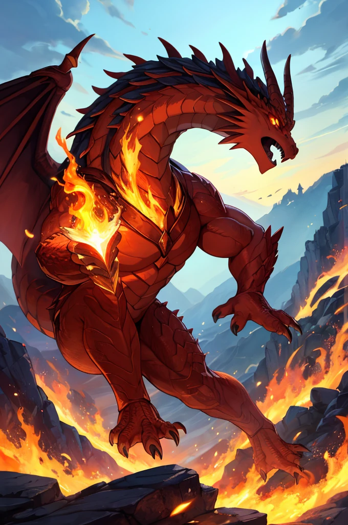 No alto de uma montanha enevoada, the Fire Dragon stands imposingly, with its glistening scales and flaming eyes that seem to reflect the power of dormant volcanoes. Suas asas imensas, quando abertas, cover the sky like an impending storm, spreading intense heat that causes the surrounding vegetation to wither instantly. Com um rugido que reverbera pelas cavernas e vales, he declares his sovereignty over the territory, assustando qualquer criatura que ouse se aproximar. Your fire is not just destruction, but also the source of life for his followers, who see in the dragon a living god, venerando-o com oferendas e rituais ancestrais. Em seu covil, guardado por uma horda de tesouros brilhantes, ele repousa sobre montanhas de ouro, esmeraldas e rubis, accumulated over centuries of conquests. Lendas sussurram que, Beyond his brute force, the Fire Dragon has ancient knowledge, capaz de desvendar os segredos mais profundos do universo. This knowledge is protected by enigmas and challenges that only the bravest and most intelligent dare to face. Entre os povos das redondezas, Stories about heroes who tried to defeat or tame the dragon are told with reverence, but they all failed before the majesty and power of the Fire Dragon. He represents the pinnacle of strength and wisdom, uma criatura que transcende o tempo e a mortalidade, reminding everyone of human fragility in the face of the magnificence of indomitable nature. Every sunrise is a reminder of your presence, as the sky turns red, como se o mundo inteiro estivesse sob seu olhar vigilante.
