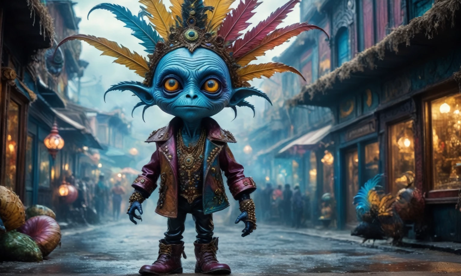 full-body-shot,niobium Manganite (The Alien Entity:Caribbean:0.5), wants eat,survival in Carnival Row,half-blode Pix,Cinematic,soft colors, Technicolor,natural skin textures, hyper realism, hyper detailed,Extremely detailed,High contrast,Masterpiece,Realistic,Ultra Detailed, intricate details,realistic humid leather,extremely intricate,Epic Realistic, cinematic style,irina yermolova,high contrast,HDR,extremely detailed, [deep night landscape],masterpiece,intricate details,faded,eyes extremely detailed, high detailed eyes,8k resolution,RAW,retina, Nikon Z9,complex background
