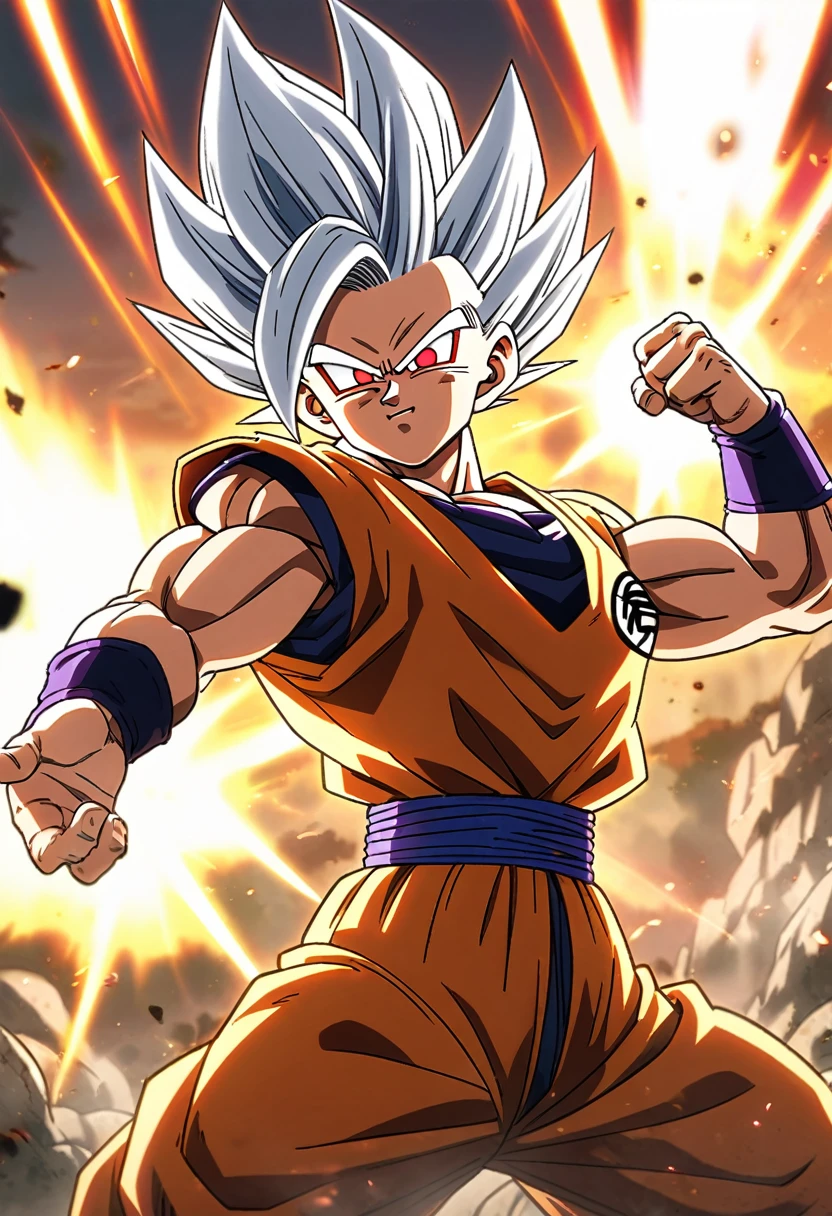 Gohan from Dragon Ball Super , white hair , red eyes , form, Beast Gohan, 1male, 1man, 1men,