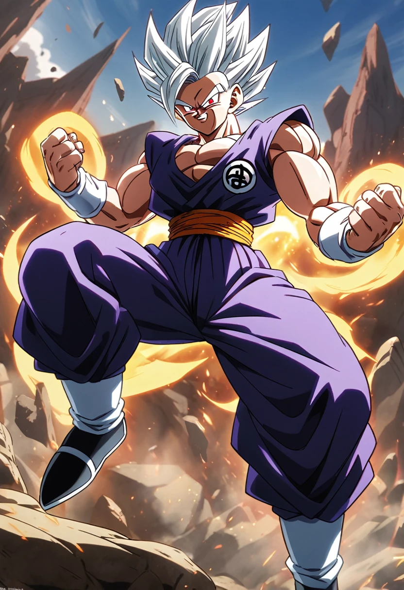 Gohan from Dragon Ball Super , white hair , red eyes , form, Beast Gohan, 1male, 1man, 1men,
