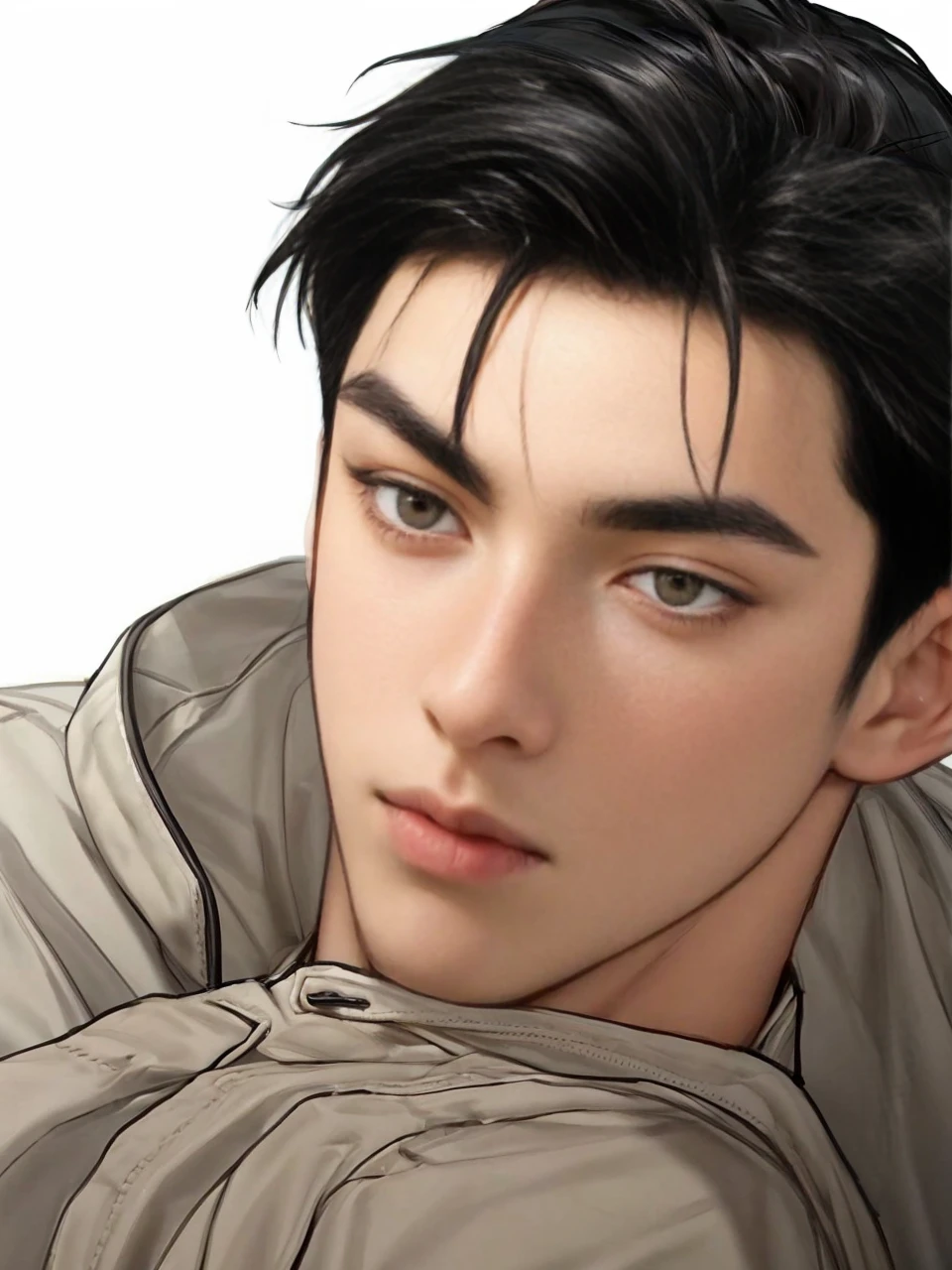 masterpiece, 1boy, adults, handsome, black hair, undercut hair, perfect face, detailed eyes and face, black eyes, clean shaved, muscular, capturing a rural atmosphere, dynamic lighting, unreal engine 5,
