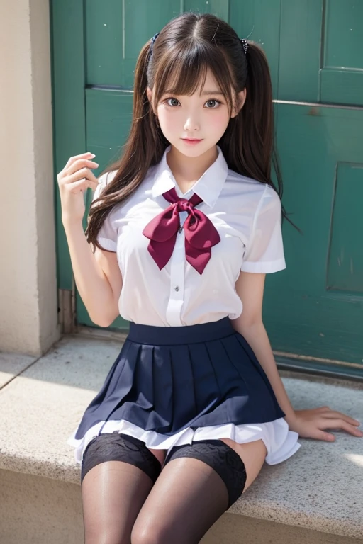 Cute Girls、high school girl、See-through、mini skirt、stockings、sit