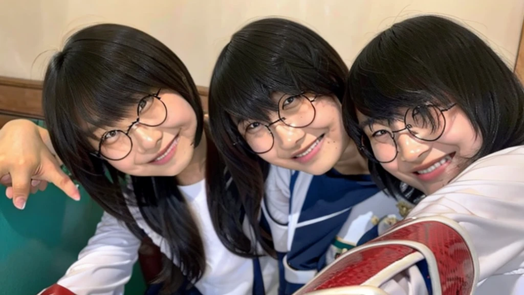 Suzuka takes a selfie with a man with his bangs down