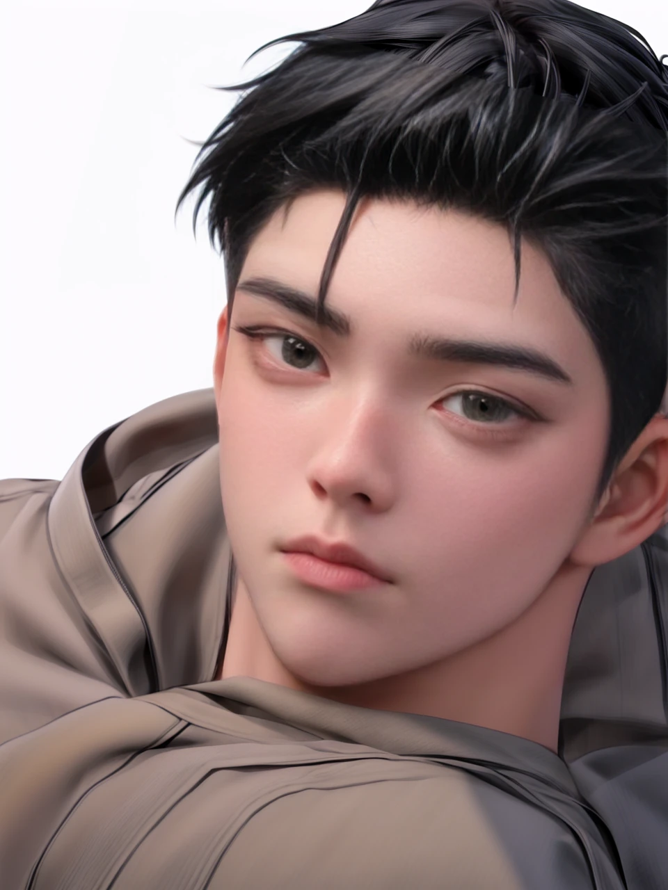 masterpiece, 1boy, adults, handsome, black hair, undercut hair, perfect face, detailed eyes and face, black eyes, clean shaved, muscular, capturing a rural atmosphere, dynamic lighting, unreal engine 5,