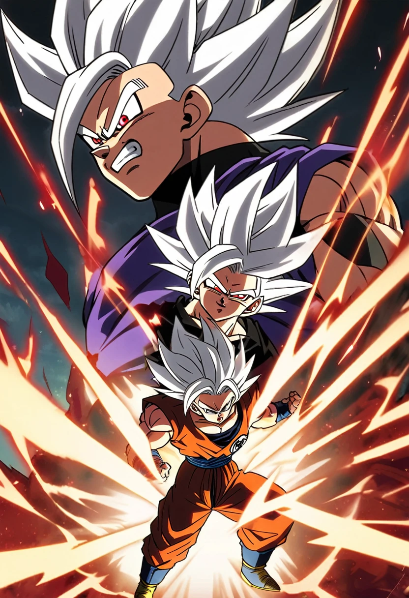 Gohan from Dragon Ball Super , white hair , red eyes , form, Beast Gohan, 1male, 1man, 1men, 