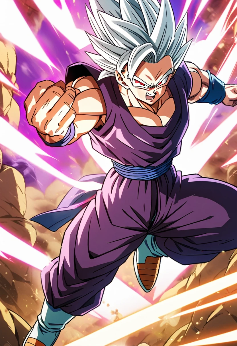 Gohan from Dragon Ball Super , white hair , red eyes , form, Beast Gohan, 1male, 1man, 1men, 