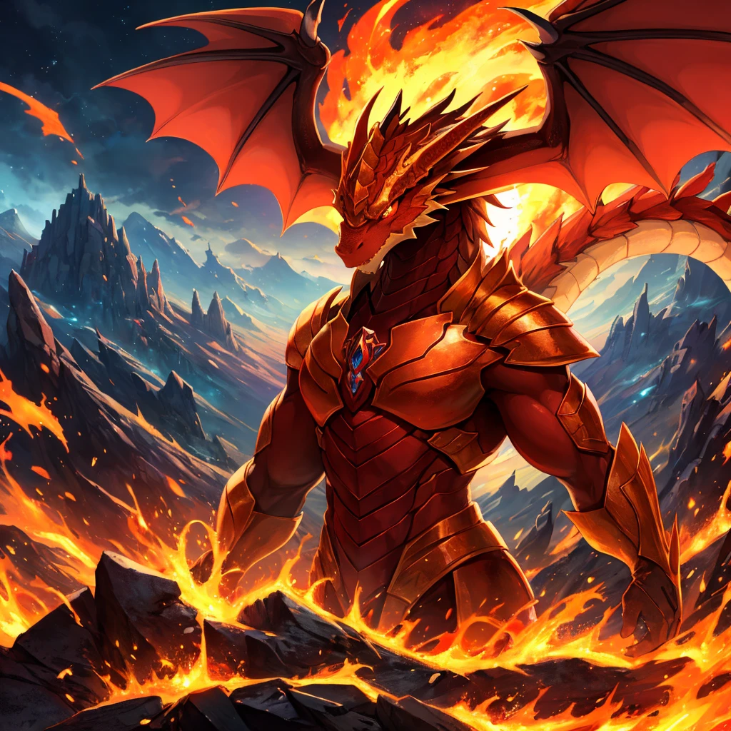 No alto de uma montanha enevoada, the Fire Dragon stands imposingly, with its glistening scales and flaming eyes that seem to reflect the power of dormant volcanoes. Suas asas imensas, quando abertas, cover the sky like an impending storm, spreading intense heat that causes the surrounding vegetation to wither instantly. Com um rugido que reverbera pelas cavernas e vales, he declares his sovereignty over the territory, assustando qualquer criatura que ouse se aproximar. Your fire is not just destruction, but also the source of life for his followers, who see in the dragon a living god, venerando-o com oferendas e rituais ancestrais. Em seu covil, guardado por uma horda de tesouros brilhantes, ele repousa sobre montanhas de ouro, esmeraldas e rubis, accumulated over centuries of conquests. Lendas sussurram que, Beyond his brute force, the Fire Dragon has ancient knowledge, capaz de desvendar os segredos mais profundos do universo. This knowledge is protected by enigmas and challenges that only the bravest and most intelligent dare to face. Entre os povos das redondezas, Stories about heroes who tried to defeat or tame the dragon are told with reverence, but they all failed before the majesty and power of the Fire Dragon. He represents the pinnacle of strength and wisdom, uma criatura que transcende o tempo e a mortalidade, reminding everyone of human fragility in the face of the magnificence of indomitable nature. Every sunrise is a reminder of your presence, as the sky turns red, como se o mundo inteiro estivesse sob seu olhar vigilante.