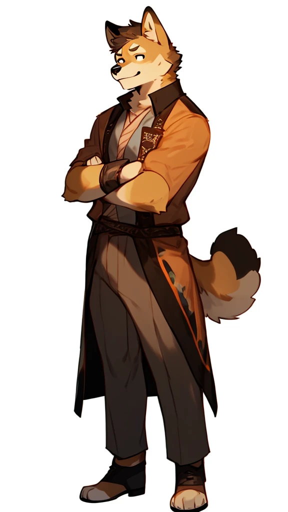 By bebebebebe, by lostgoose, by goonie-san, solo, standing, masculino, shiba inu, delgada , hair, poker face , rey sabio, ropa de la realeza full body referencia