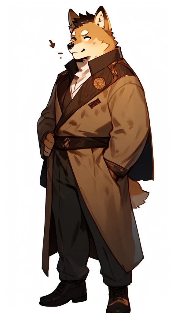 By bebebebebe, by lostgoose, by goonie-san, solo, standing, masculino, shiba inu, delgada , hair, poker face , rey sabio, ropa de la realeza full body referencia