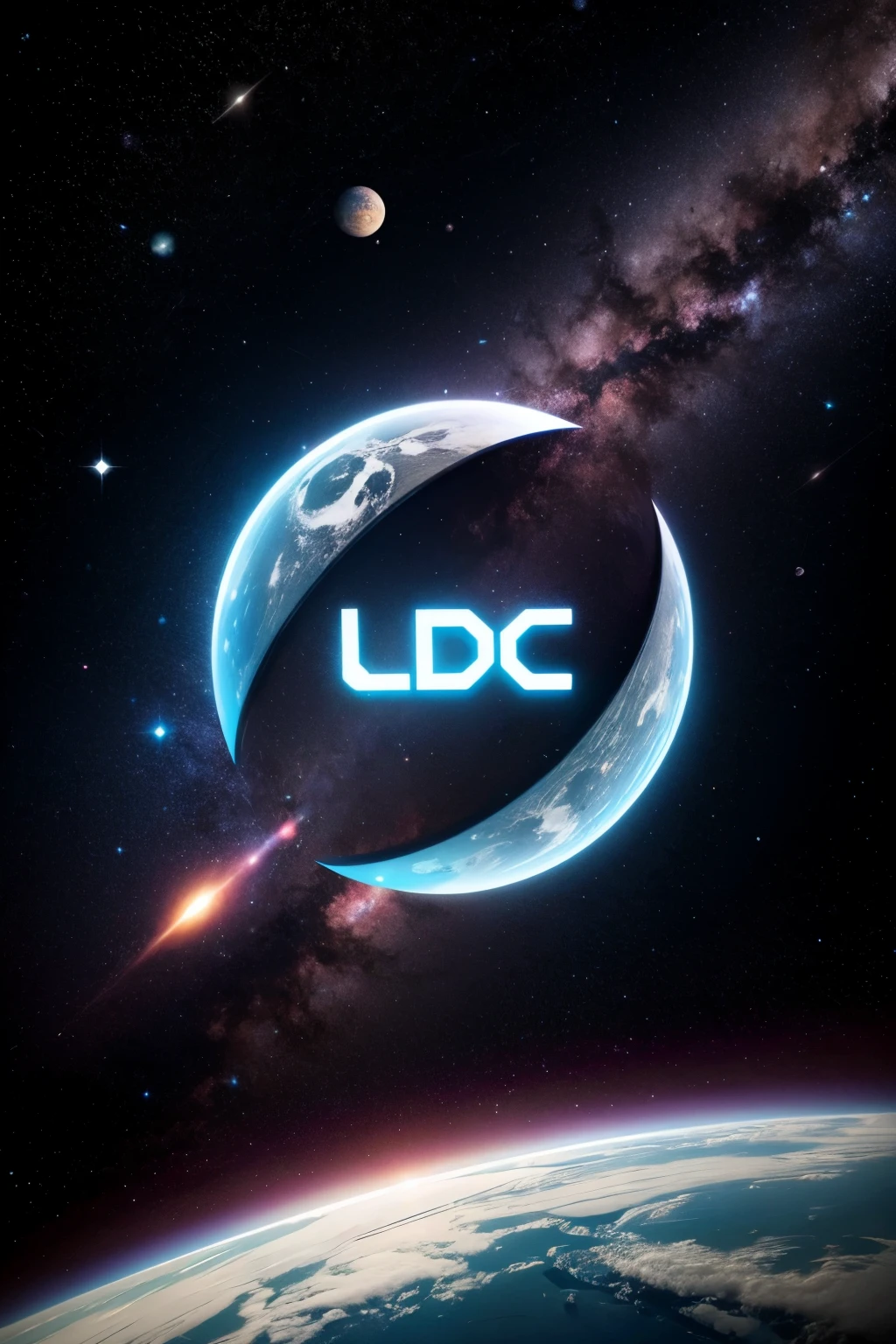 Create a space galactic style logo with letters: LDC