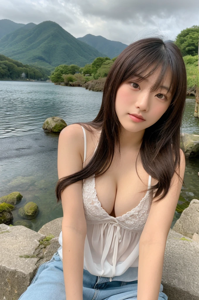 ((Highest quality)), ((masterpiece)), (detailed),Perfect Face,Japanese,landscape,Beauty,Small cleavage