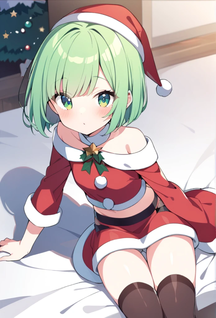 1 girl, cute, young, green hair, bob haircut, green eyes, miko, black thigh high, {{{{{{{{excessive cum}}}}}}}}, bukkake,