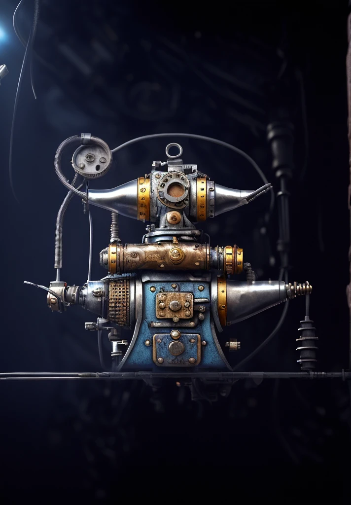 (foto_(Medio):1.2), (frente al espectador:1.1), (fotorealistic:1.2), Hyper realistic, fotorealism, golpes, blue eyes, amigable, Eyelashes, steampunk, mountain background of workshop and industry tools and pipes, symmetry, profundidad de campo, 8k, efectos visuales, HDR, RTX, fondo desenfocado