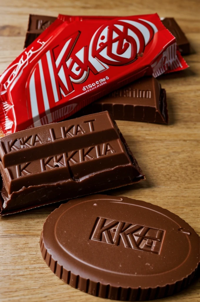 Una envoltura de kit kat con un chocolate a lado