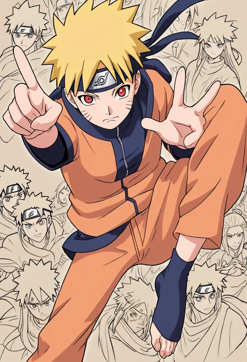 Make naruto with high resolution and coloring book style
