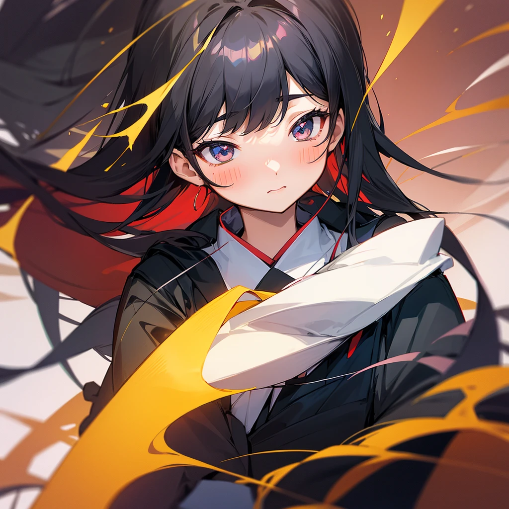 Japanese Girls、Black Hair、Long Hair、wearing student uniform,Blushing、School、One person