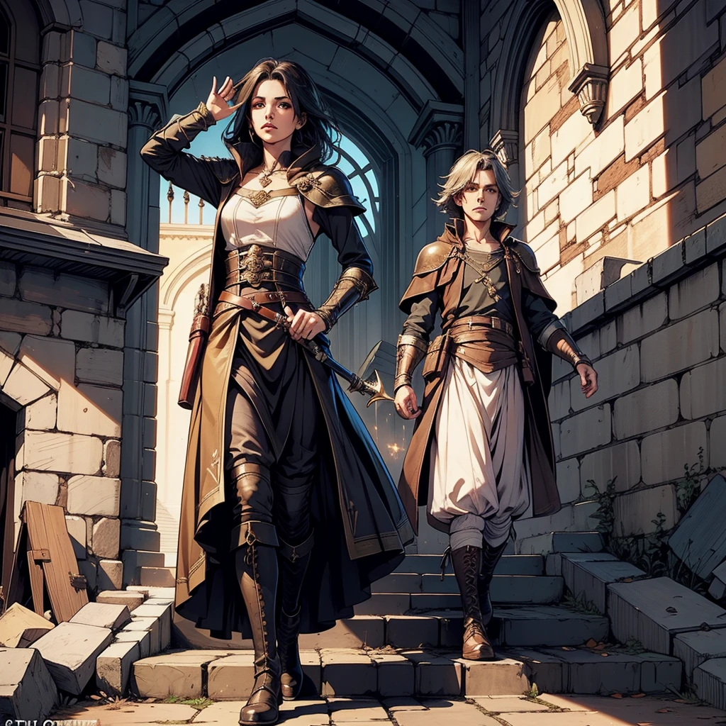 最high quality、high quality、Robe/Skirt、8Old Adventurer、Climb the stairs of the underground dungeon、Equipped with a dagger and a leather shield、dim