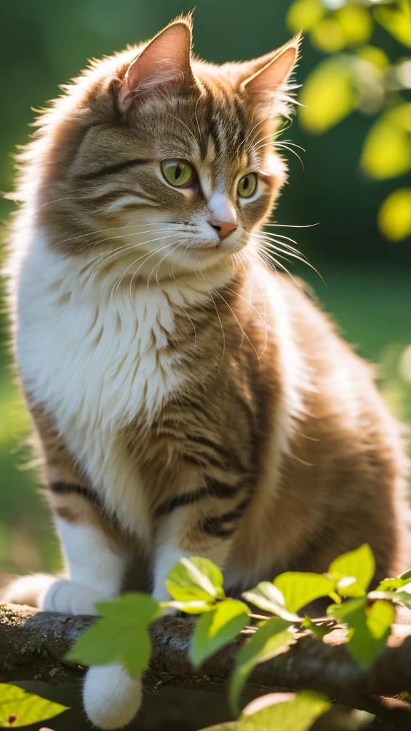 cute cat, beautiful detailed cat, soft fluffy cat, adorable cat, playful cat, feline, cat portrait, cat in nature, cat in outdoor scene, lush green foliage, vibrant flowers, serene pond, natural lighting, (best quality,4k,8k,highres,masterpiece:1.2),ultra-detailed,(realistic,photorealistic,photo-realistic:1.37),intricate detail, lifelike, high resolution, dslr photo, professional photography, warm color palette, natural colors, natural lighting, golden hour, soft focus, depth of field
