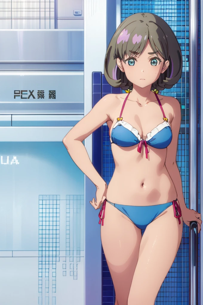 (((pixel-perfect, detail-perfect))), solo, 1girl, Keke tang, normal face, pool, bikini, medium filesize, ultra High Qality