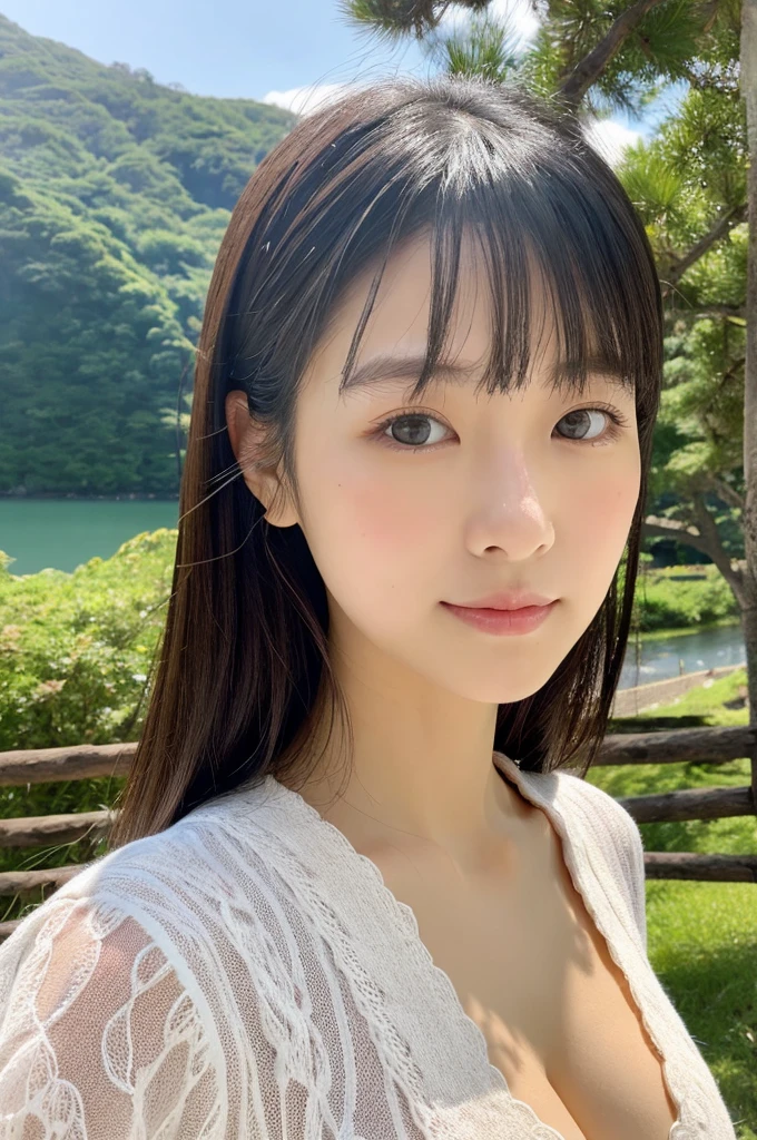 ((Highest quality)), ((masterpiece)), (detailed),Perfect Face,Japanese,landscape,Beauty,Small cleavage,cute