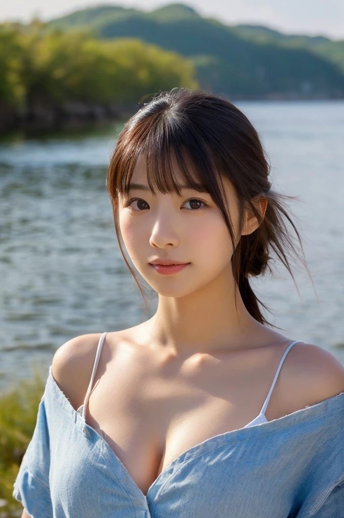 ((Highest quality)), ((masterpiece)), (detailed),Perfect Face,Japanese,landscape,Beauty,Small cleavage,cute