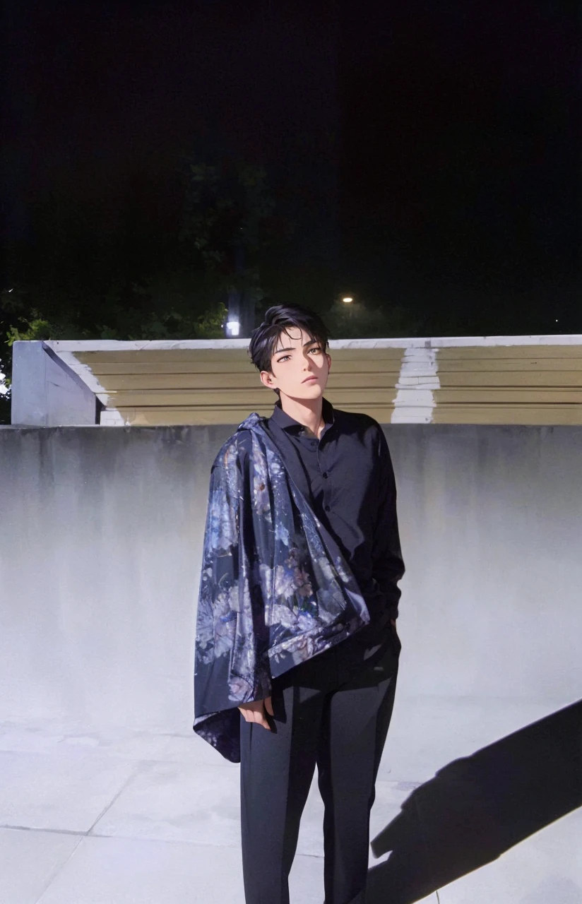 (absurderes、A high resolution、ultra - detailed、hdr)、tmasterpiece、top-quality、Libido boy、solo、A handsome、short detailed hair、whaite hair、finely eye and detailed face、Casual clothing、Real shadows、joy、Connect the ears、