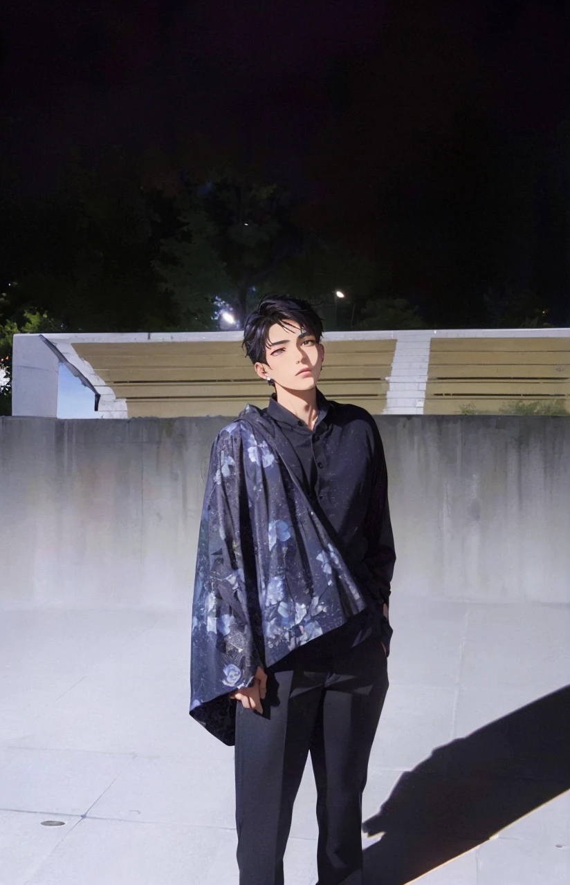 (absurderes、A high resolution、ultra - detailed、hdr)、tmasterpiece、top-quality、Libido boy、solo、A handsome、short detailed hair、whaite hair、finely eye and detailed face、Casual clothing、Real shadows、joy、Connect the ears、