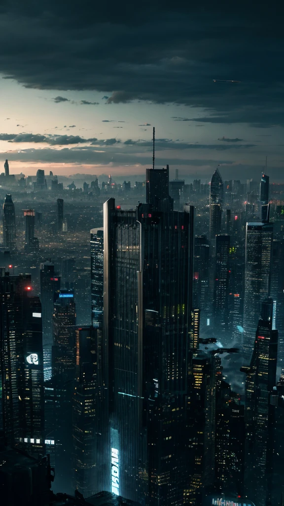 (Tech Black, dystopia:1.2), Overcrowded cities, skyscraper, captivating beauty, masterpiece, highest quality, realistic digital art, detailed background, 8k wallpaper