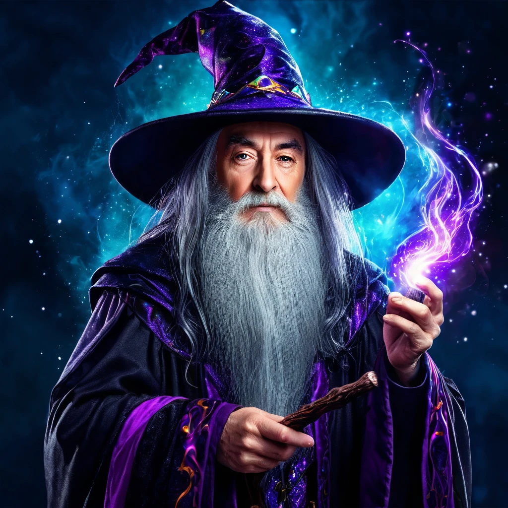 A dark wizard wizard with high quality in a totally magical theme with lots of colors