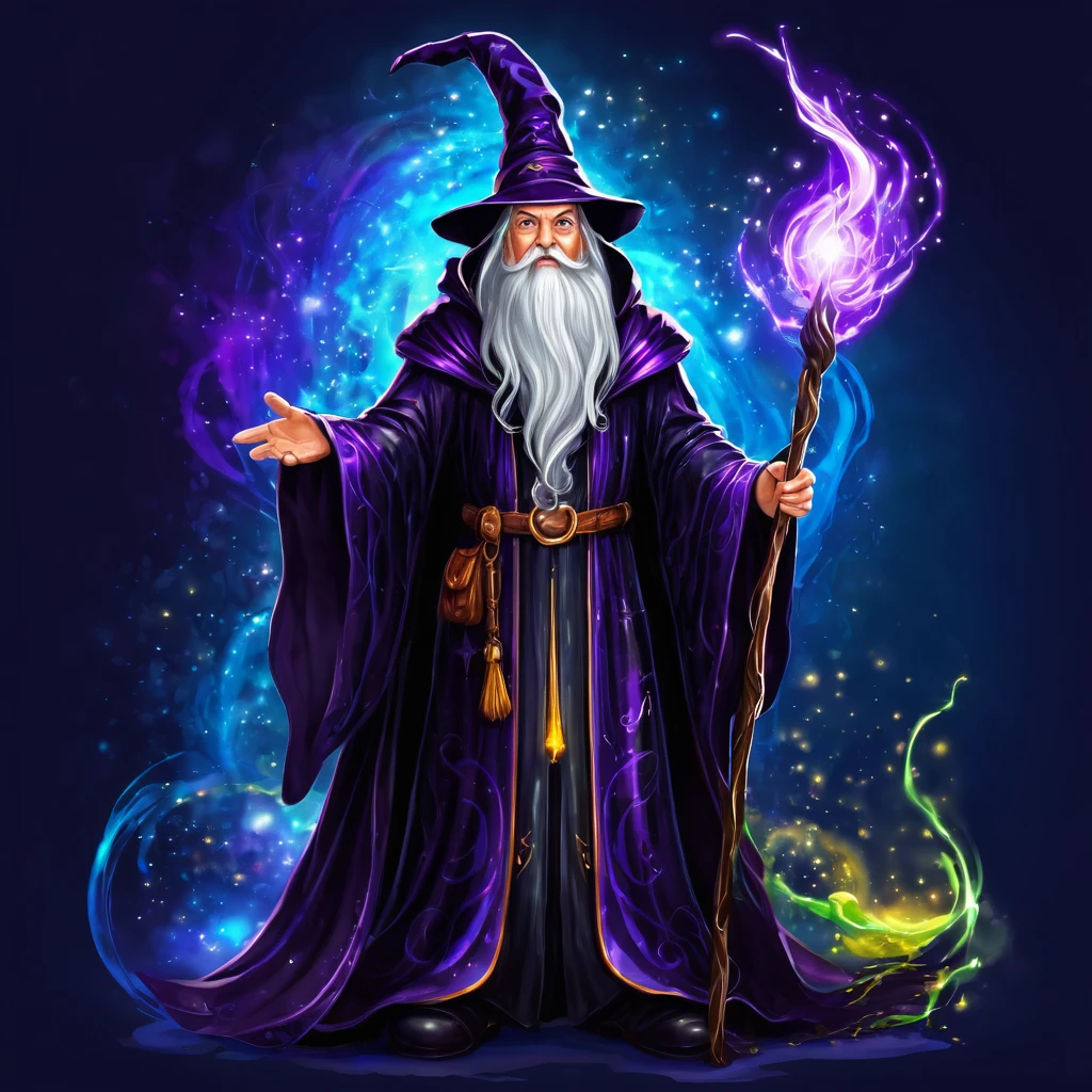 A dark wizard wizard with high quality in a totally magical theme with lots of colors
