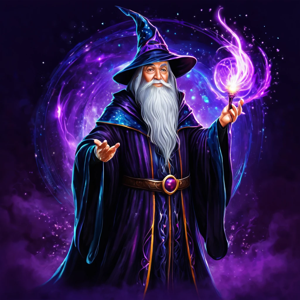 A dark wizard wizard with high quality in a totally magical theme with lots of colors