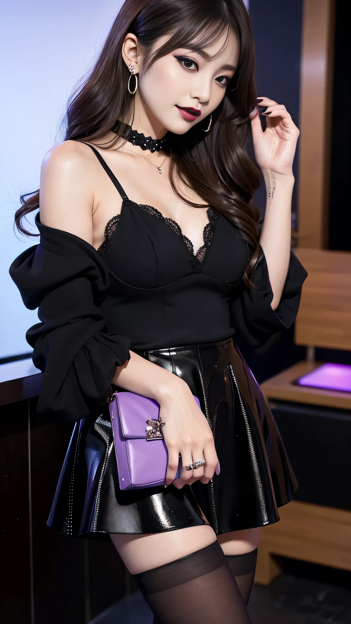 Charming beauties、校服、blouse、tight skirts、Evil Female Executive、Evil Fall、dark、brainwash、panthyhose、lacy fabric、Glossy legs、Purple lipstick、purple nail polish、Evil look、Suspicious look、Hollow eyes、darkened room、Night、wicked、Dick、Hold your dick、jingle、Male genitalia、Drink liquids