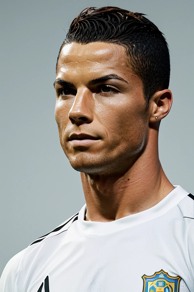Minimalist graphic image of footballer Cristiano Ronaldo. Colores planos estilo arte naif africano