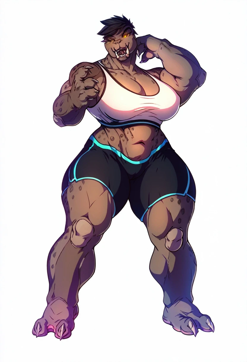 score_9, score_8_up, score_7_up, score_6_up, score_5_up, score_4_up,
1girl,
solo,
female,
furry,
furry female,
anthro,
alien,
muscular,
countershading,
detailed soft,
source_furry,
breasts focus,
face,
teeth,
feet,
claws,
unusual feet,
muscular female,
big tits,
thick thighs,
simple background,
white background,
yandere trance