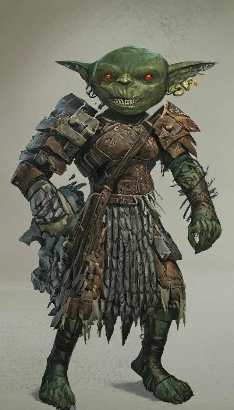 Grunkar is imposing, over two meters tall and with robust muscles. His dark green skin is covered in scars from past battles., and your yellow eyes shine with determination. Ele veste uma armadura pesada de placas, adorned with bones and trophies of her victories, e carrega um machado de guerra gigantesco, whose blade is always sharp.During a raid against a human village, Grunkar saw the devastation and suffering his tribe was causing and decided he could no longer follow that path.. Challenging your own leader, Grunkar abandoned the Broken Skulls, jurando usar suas habilidades de combate para defender os inocentes e lutar por uma causa maior.Agora, he roams the lands in search of adventure and injustices to right, using your brute strength to protect those who cannot defend themselves. Even though it is viewed with suspicion by many, Grunkar seeks to prove that an orc can be more than a mere instrument of destruction.