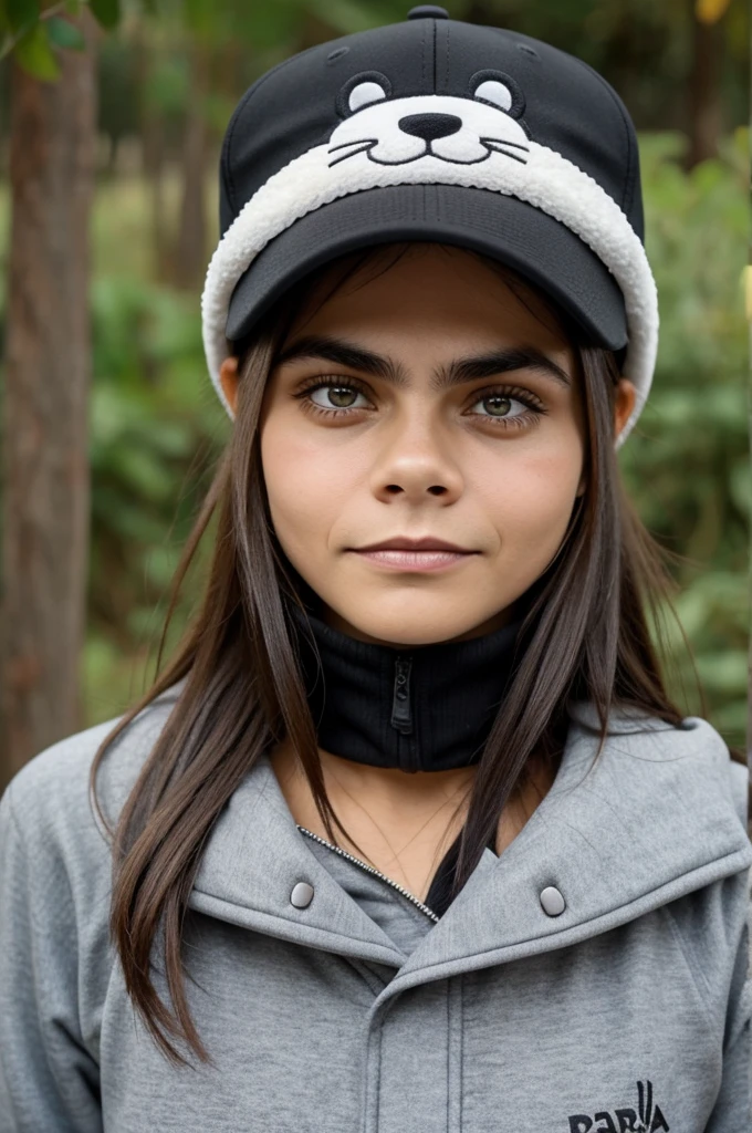 Cara de un mono con una gorra puesta que diga B A C