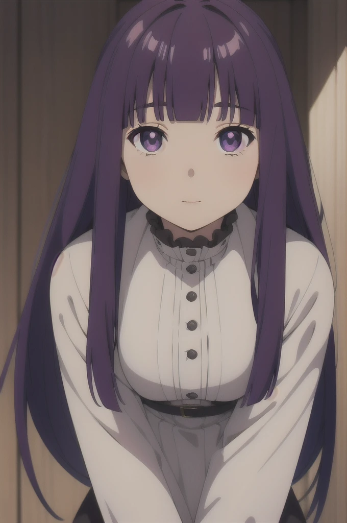 Is,One girl,alone,Purple hair,Long Hair,Purple eyes,Blunt bangs,Side Lock,Half Up,Bright Eyes,
hair ornaments,Ruffled collar,Black Robe,White Dress,Center frill,button,Wide sleeves,Long sleeve,Curvy,Cowboy Shot,, Amazing visuals, High resolution,masterpiece,Highest quality,, 20-year-old,young woman,Beautiful refers to,Beautiful long legs,Beautiful body,Beautiful nose,Beautiful character design, Perfect Eyes, perfect face,Expressive eyes,
View your viewers,
Official Art,Highly detailed CG Unity 8k wallpaper, Perfect lighting,colorful, bright_front_face_Lighting,Shiny skin,
(masterpiece:1.0),(Highest_quality:1.0), 超High resolution,4K,Super detailed,
photograph, 8k, High resolution, High resolution, Absurd:1.2, 400 for Kodak Port, Film Grain, Blurred Background, Bokeh:1.2, Lens flare, (Vibrant_color:1.2), (beautiful_face:1.5),(narrow_Waist), ,Browsing Caution,