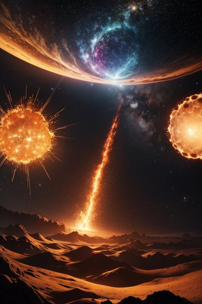 Create a demonstration of the possible scene of the big bang explosion that generated the universe