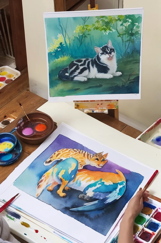 Animals,Painting,Watercolor,Pastel