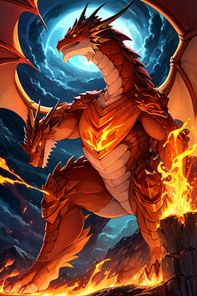 No alto de uma montanha enevoada, the Fire Dragon stands imposingly, with its glistening scales and flaming eyes that seem to reflect the power of dormant volcanoes. Suas asas imensas, quando abertas, cover the sky like an impending storm, spreading intense heat that causes the surrounding vegetation to wither instantly. Com um rugido que reverbera pelas cavernas e vales, he declares his sovereignty over the territory, assustando qualquer criatura que ouse se aproximar. Your fire is not just destruction, but also the source of life for his followers, who see in the dragon a living god, venerando-o com oferendas e rituais ancestrais. Em seu covil, guardado por uma horda de tesouros brilhantes, ele repousa sobre montanhas de ouro, esmeraldas e rubis, accumulated over centuries of conquests. Lendas sussurram que, Beyond his brute force, the Fire Dragon has ancient knowledge, capaz de desvendar os segredos mais profundos do universo. This knowledge is protected by enigmas and challenges that only the bravest and most intelligent dare to face. Entre os povos das redondezas, Stories about heroes who tried to defeat or tame the dragon are told with reverence, but they all failed before the majesty and power of the Fire Dragon. He represents the pinnacle of strength and wisdom, uma criatura que transcende o tempo e a mortalidade, reminding everyone of human fragility in the face of the magnificence of indomitable nature. Every sunrise is a reminder of your presence, as the sky turns red, como se o mundo inteiro estivesse sob seu olhar vigilante.
