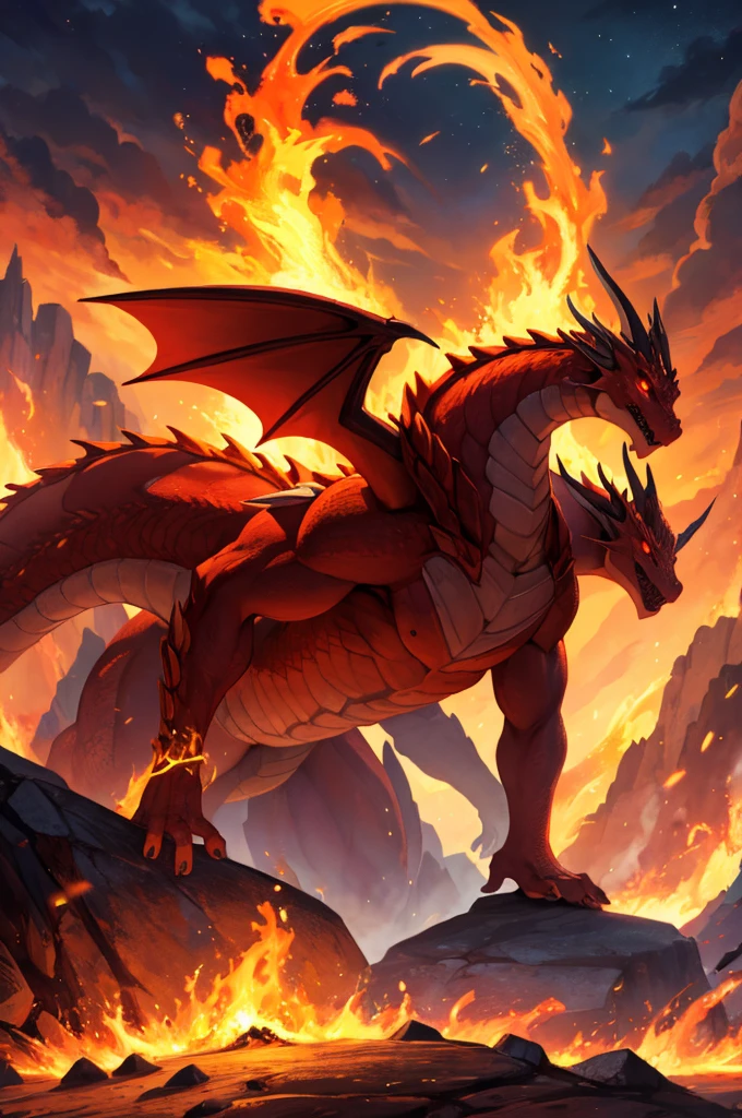 No alto de uma montanha enevoada, the Fire Dragon stands imposingly, with its glistening scales and flaming eyes that seem to reflect the power of dormant volcanoes. Suas asas imensas, quando abertas, cover the sky like an impending storm, spreading intense heat that causes the surrounding vegetation to wither instantly. Com um rugido que reverbera pelas cavernas e vales, he declares his sovereignty over the territory, assustando qualquer criatura que ouse se aproximar. Your fire is not just destruction, but also the source of life for his followers, who see in the dragon a living god, venerando-o com oferendas e rituais ancestrais. Em seu covil, guardado por uma horda de tesouros brilhantes, ele repousa sobre montanhas de ouro, esmeraldas e rubis, accumulated over centuries of conquests. Lendas sussurram que, Beyond his brute force, the Fire Dragon has ancient knowledge, capaz de desvendar os segredos mais profundos do universo. This knowledge is protected by enigmas and challenges that only the bravest and most intelligent dare to face. Entre os povos das redondezas, Stories about heroes who tried to defeat or tame the dragon are told with reverence, but they all failed before the majesty and power of the Fire Dragon. He represents the pinnacle of strength and wisdom, uma criatura que transcende o tempo e a mortalidade, reminding everyone of human fragility in the face of the magnificence of indomitable nature. Every sunrise is a reminder of your presence, as the sky turns red, como se o mundo inteiro estivesse sob seu olhar vigilante.