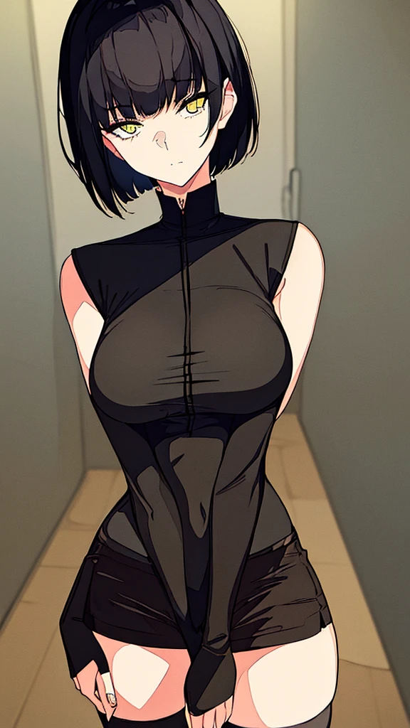 obra de arte, absurdos , (detalhes intrincados), (Colorida),cinematic lighting,tiro no busto,papel de parede extremamente detalhado da unidade CG 8k ,Hinata\(boruto\), 1 garota, Sozinho,mulher madura, arm up, olhando para o espectador, esportes bem, Locker room, cyberpunk, ak 47