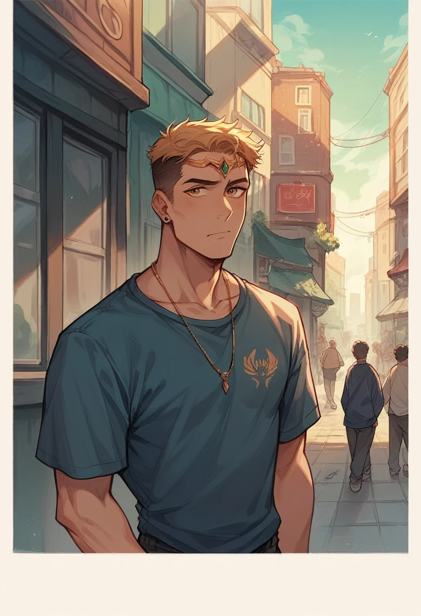 Let's draw a picture that shows the loneliness of a man in a city