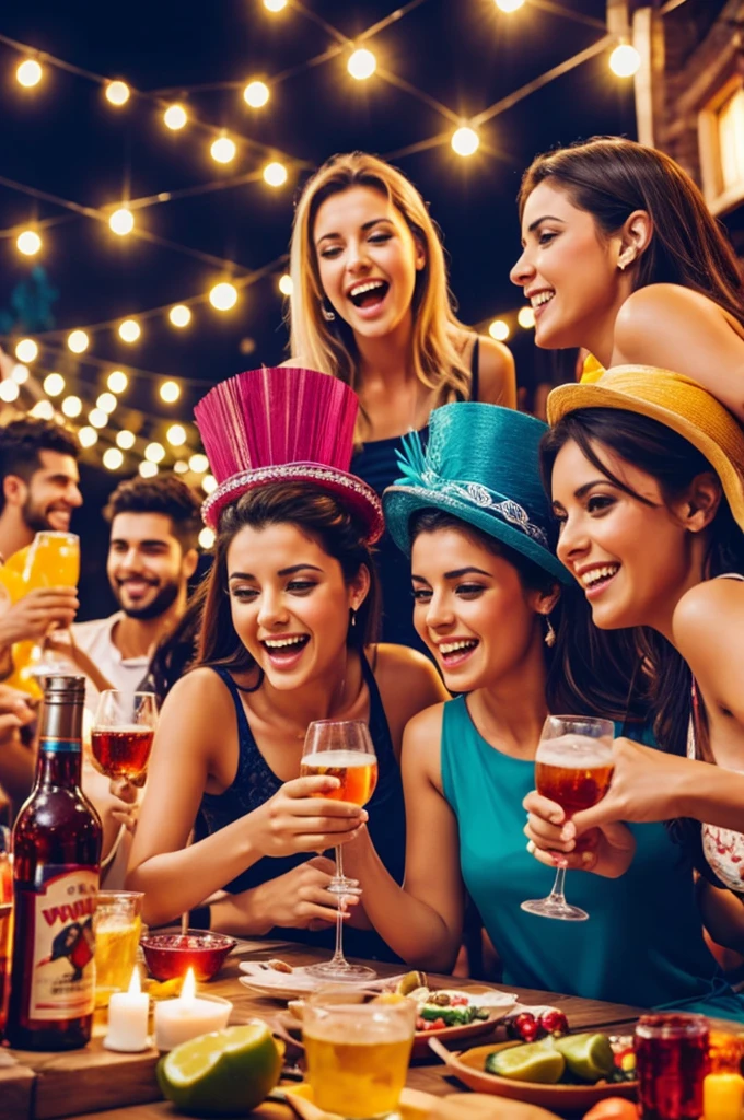 several friends having fun at a party, Dance, beber, imagem ultrarealista, otima quaildade, 8k. --auto