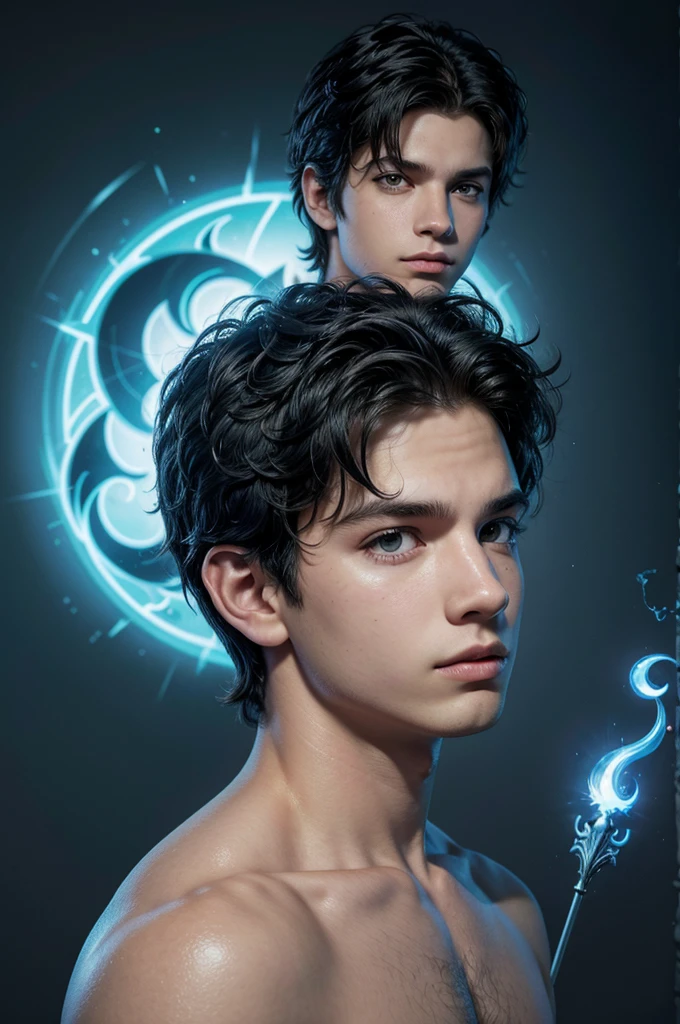 crie um wallpaper de perfil de um personagem do mundo de percy jackson filho de hades, e jovem, que a foto seja de forma de desenho