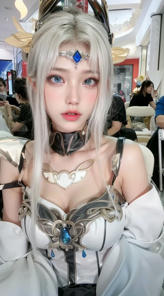 Game Art，Best image quality，Maximum resolution，8k，(A half-length photo)，(portrait)，(Head close-up)，(Rule of Thirds)，Unreal Engine 5 rendering works，20 year old girl，((Queen))，The eyes are very detailed，(Large Breasts)，Elegant and noble，Light，Light线追踪，Game CG，((3D Unreal Engine))，OC rendering reflection mode，4K，Ultra-clear，Sensual，Translucent lace，Fair and plump figure，Pretty Face，Light泽凝胶涂层，身着华贵礼服的Queen，Crystal Gem Crown，Necklace jewelry，blue eyes，The tattoo is very three-dimensional，Gorgeous and intricate tattoo designs，Ultra-clear portrait，Sexy body，Temple Princess，Sapphire eyes，breasts   symmetrical