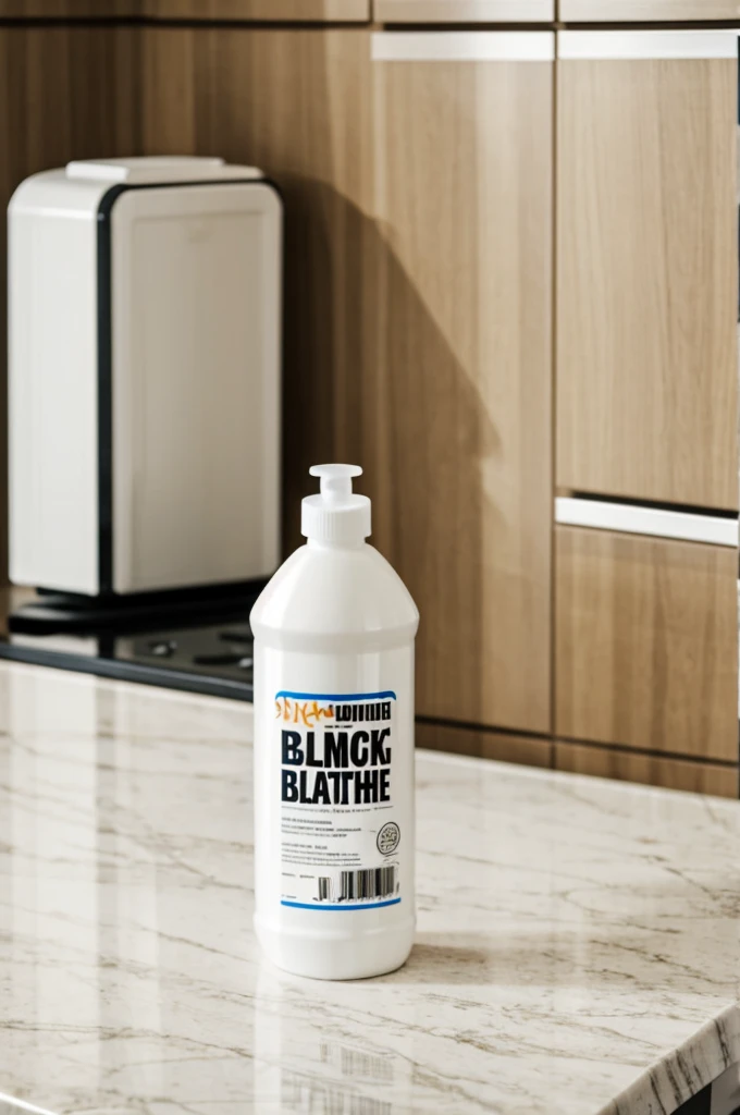 Bleach bottle on countertop