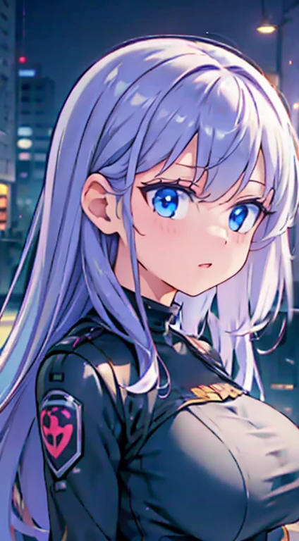 a girl with white and purple ombre hair, wearing high-waisted jeans, detailed portrait, realistic, cinematic lighting, intricate details, colorful, stunning, ethereal, photorealistic, 8k, masterpiece